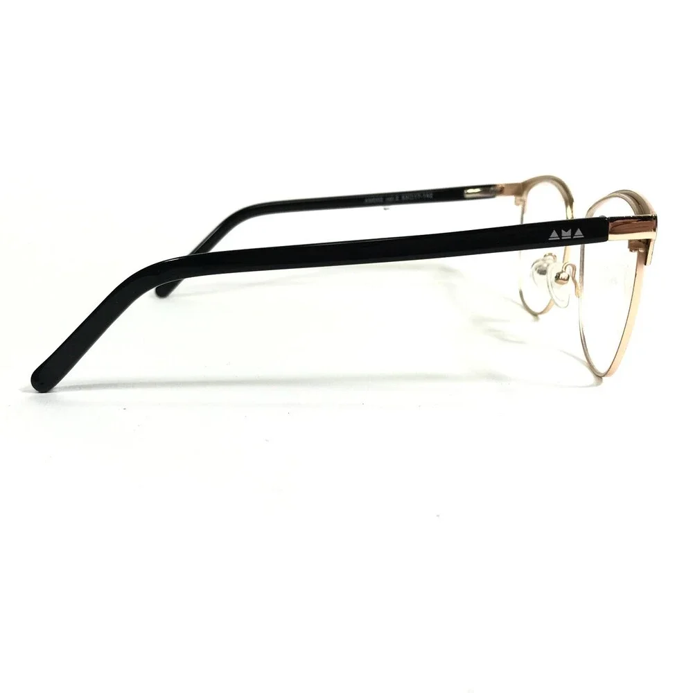 Amarcord Eyeglasses Frames AM002 col.2 Black Gold Cat Eye Wire Rim 53-17-142